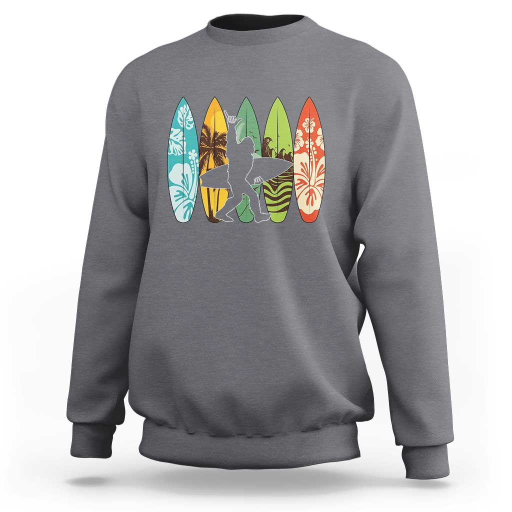 Funny Bigfoot Aloha Hawaiian Surfing Tropical Beach Surfer Sweatshirt
