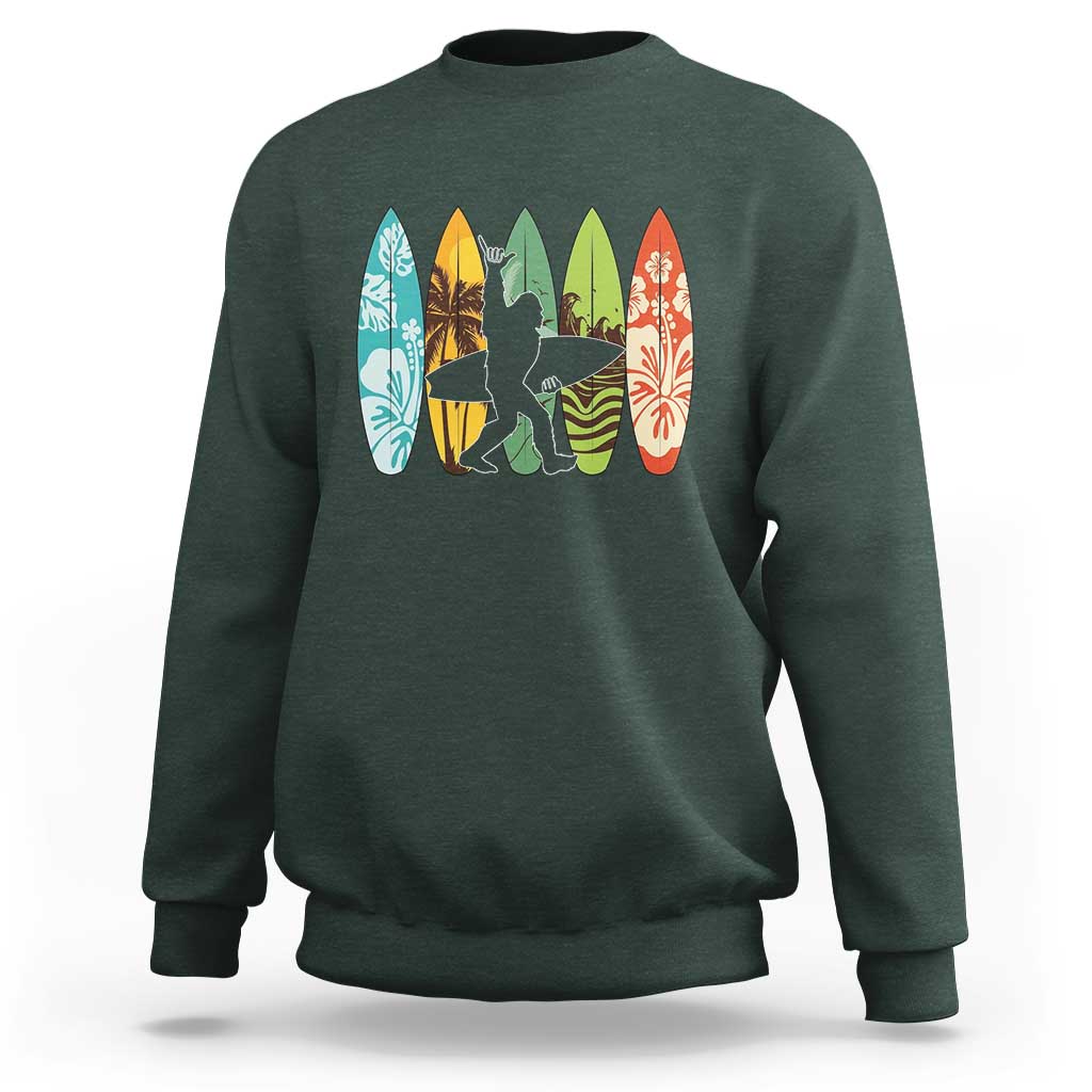 Funny Bigfoot Aloha Hawaiian Surfing Tropical Beach Surfer Sweatshirt