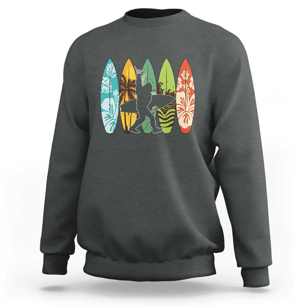Funny Bigfoot Aloha Hawaiian Surfing Tropical Beach Surfer Sweatshirt