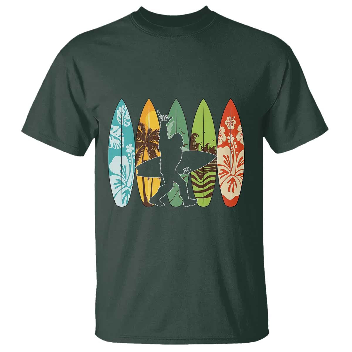 Funny Bigfoot Aloha Hawaiian Surfing Tropical Beach Surfer T Shirt
