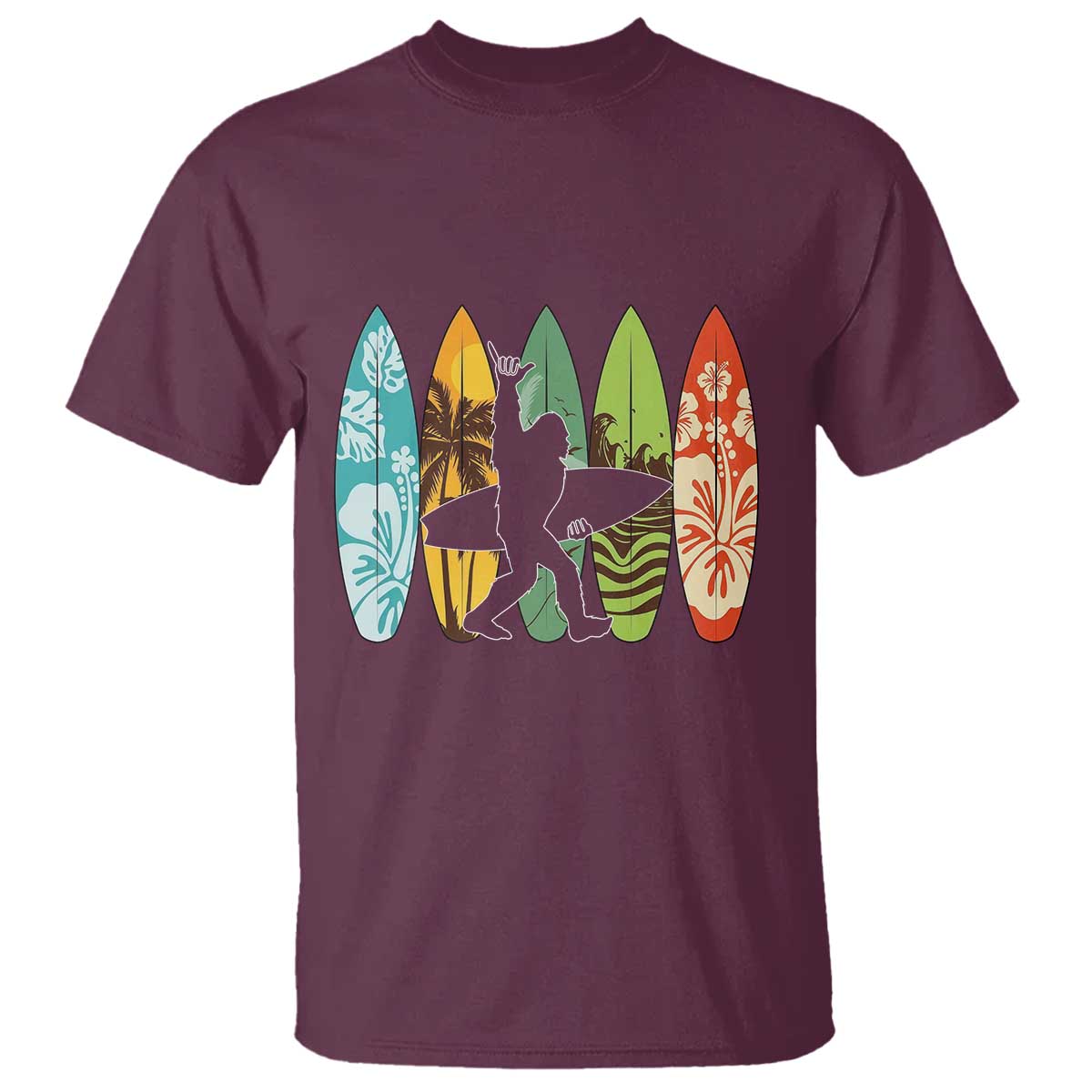 Funny Bigfoot Aloha Hawaiian Surfing Tropical Beach Surfer T Shirt