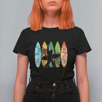 Funny Bigfoot Aloha Hawaiian Surfing Tropical Beach Surfer T Shirt For Women
