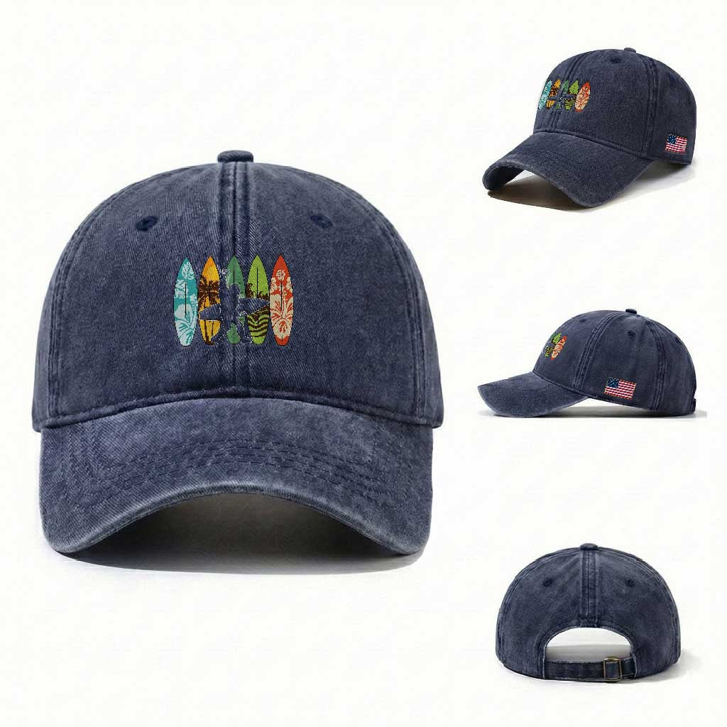Funny Bigfoot Aloha Hawaiian Surfing Tropical Beach Surfer Washed Cotton Baseball Cap