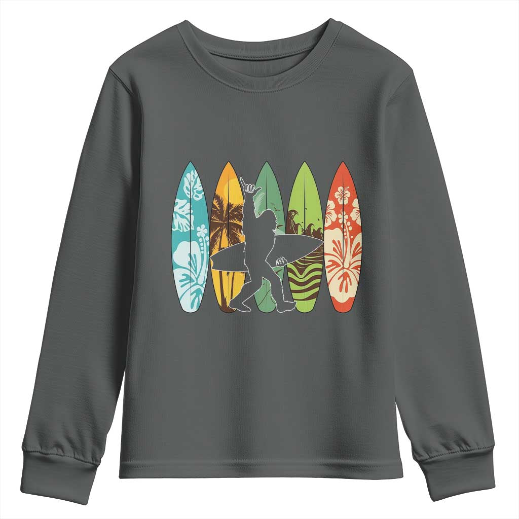 Funny Bigfoot Aloha Hawaiian Surfing Tropical Beach Surfer Youth Sweatshirt