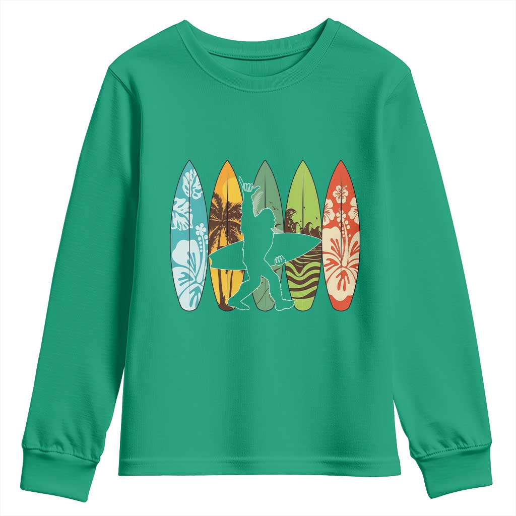 Funny Bigfoot Aloha Hawaiian Surfing Tropical Beach Surfer Youth Sweatshirt