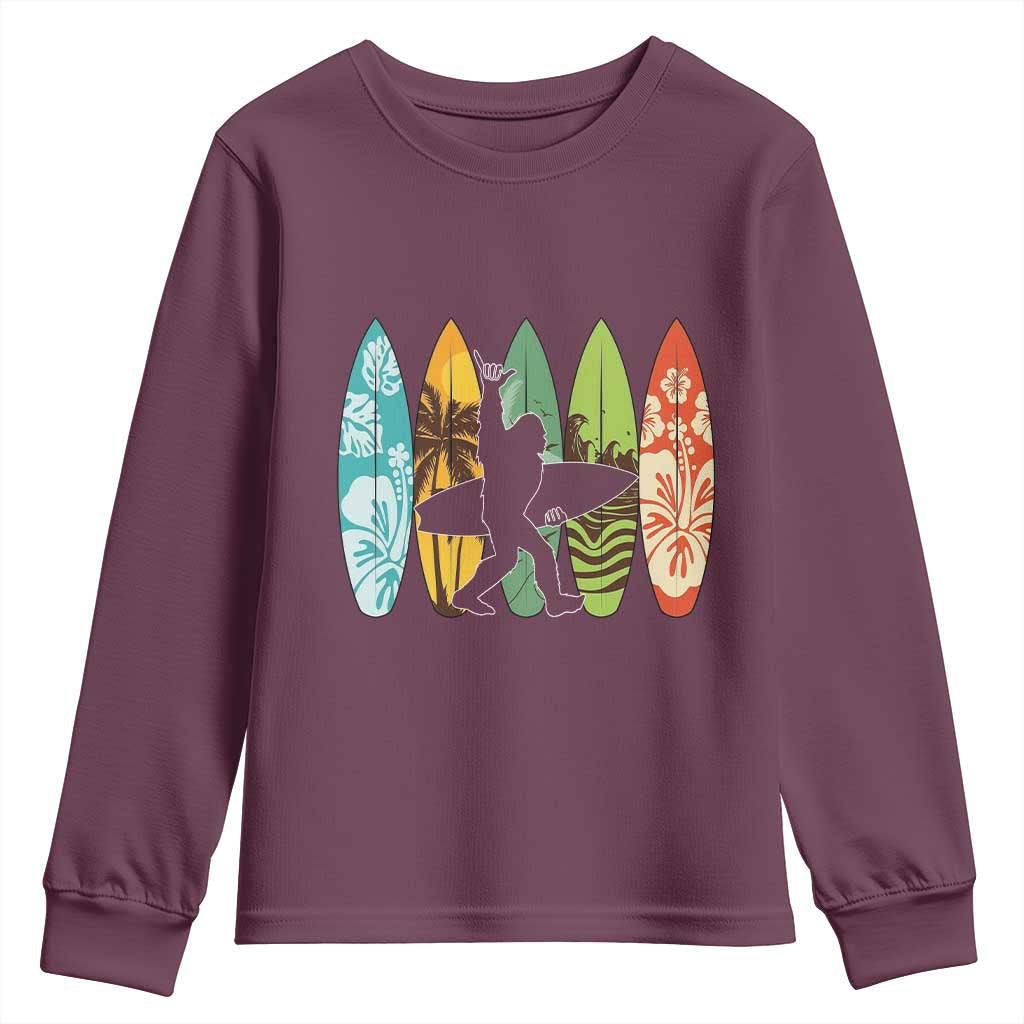 Funny Bigfoot Aloha Hawaiian Surfing Tropical Beach Surfer Youth Sweatshirt