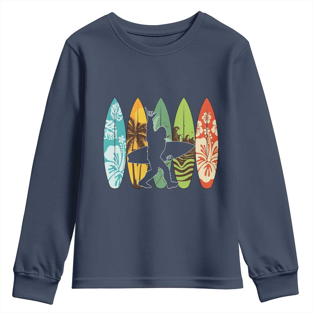 Funny Bigfoot Aloha Hawaiian Surfing Tropical Beach Surfer Youth Sweatshirt