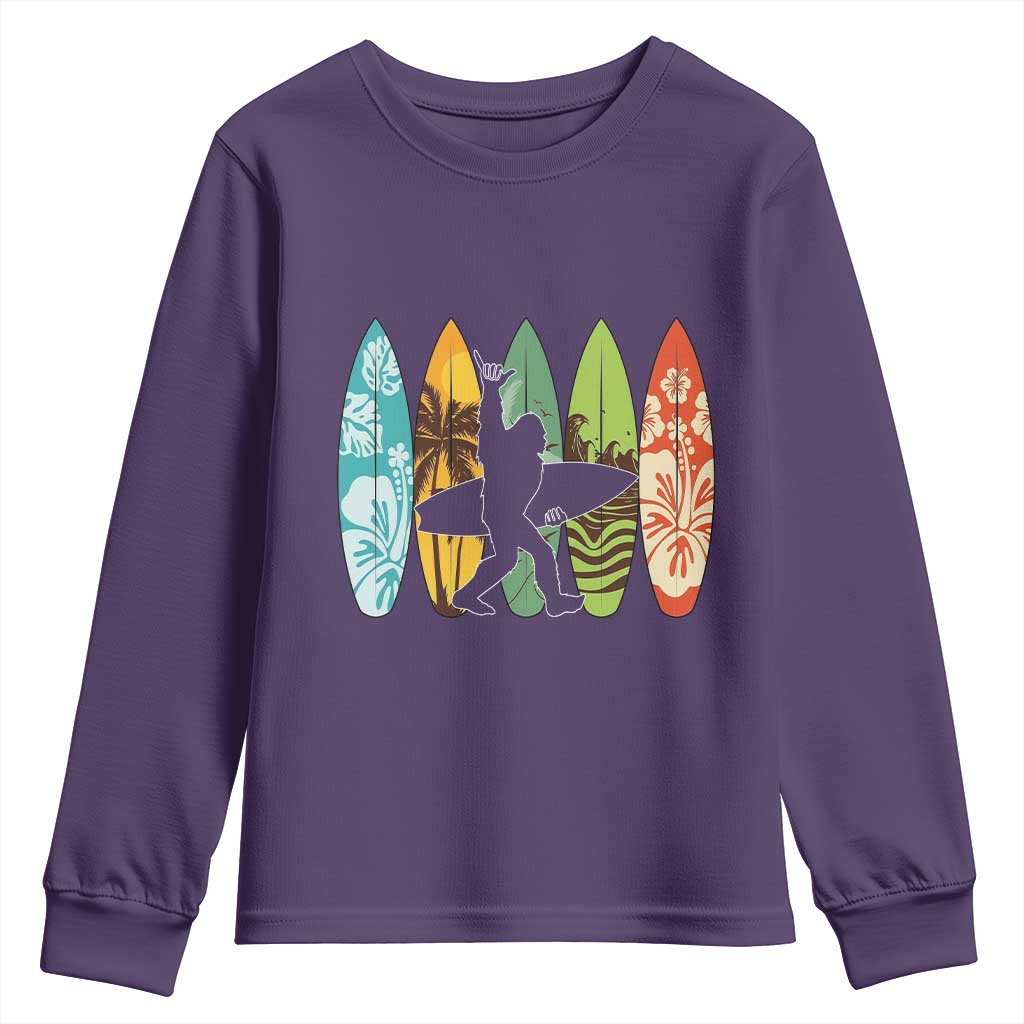 Funny Bigfoot Aloha Hawaiian Surfing Tropical Beach Surfer Youth Sweatshirt