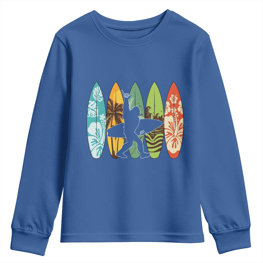 Funny Bigfoot Aloha Hawaiian Surfing Tropical Beach Surfer Youth Sweatshirt