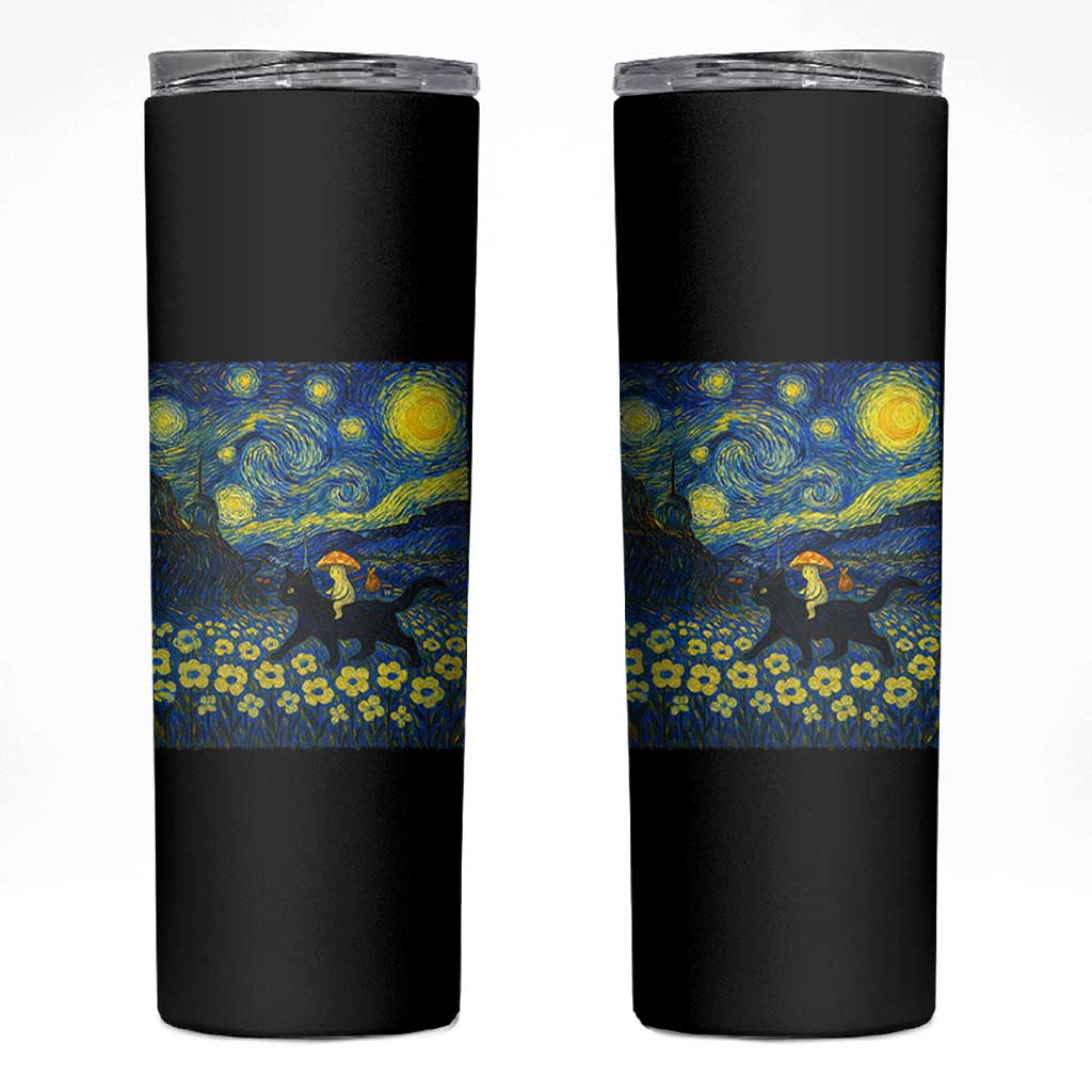 Cute Cottagcore Cat Mushroom Skinny Tumbler Starry Night Fungi Mycology Lover