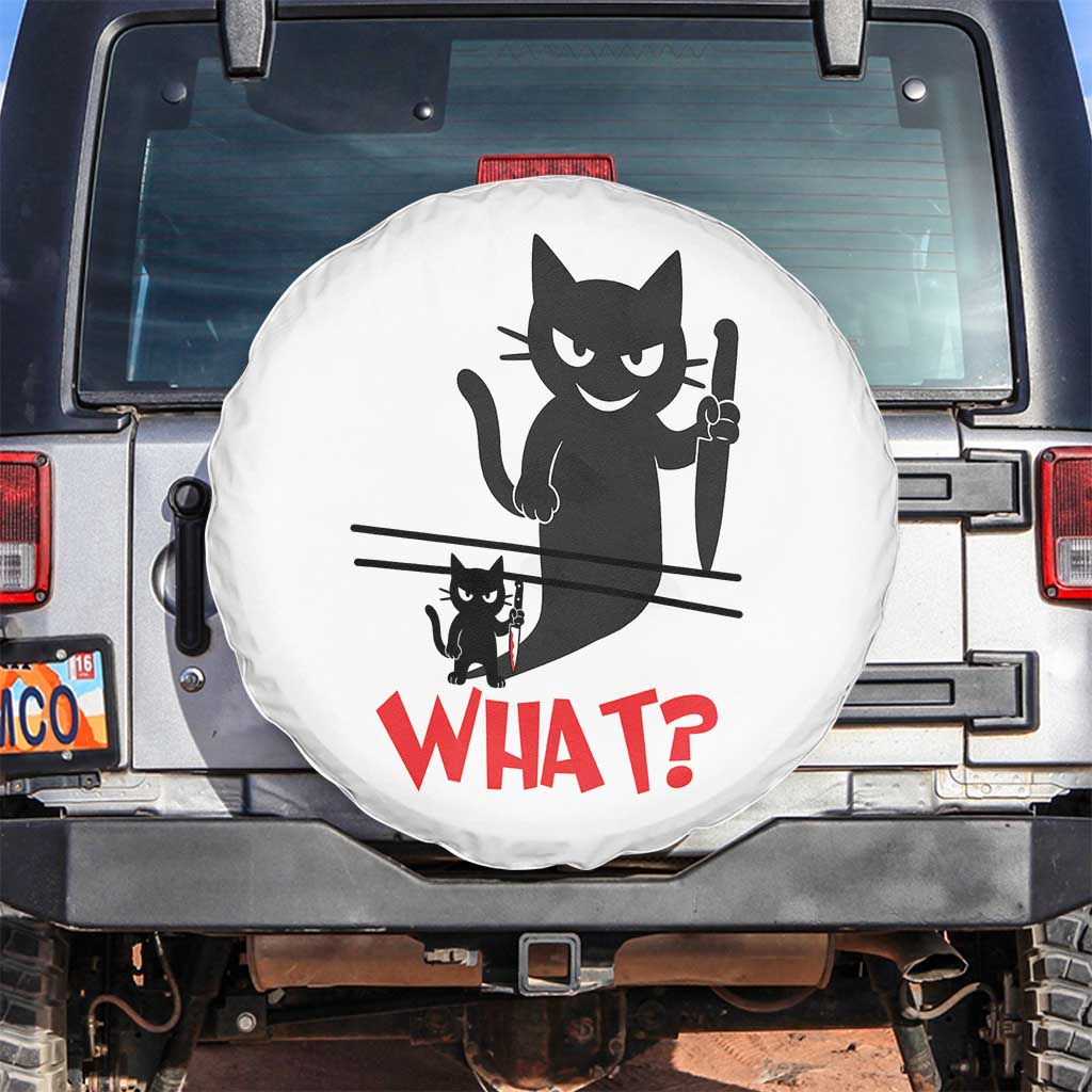 Murder Cat What Spare Tire Cover Funny Black Kitty Holding Knife Meme - Wonder Print Shop