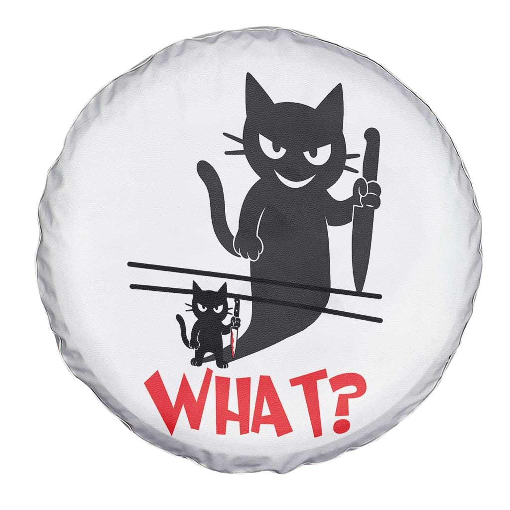 Murder Cat What Spare Tire Cover Funny Black Kitty Holding Knife Meme - Wonder Print Shop