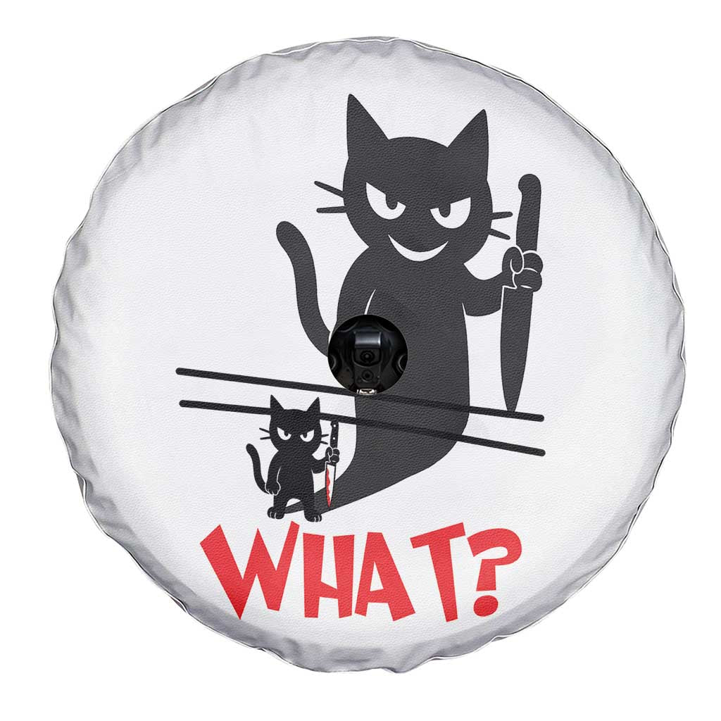 Murder Cat What Spare Tire Cover Funny Black Kitty Holding Knife Meme - Wonder Print Shop