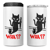 Murder Cat What 4 in 1 Can Cooler Tumbler Funny Black Kitty Holding Knife Meme