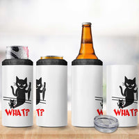Murder Cat What 4 in 1 Can Cooler Tumbler Funny Black Kitty Holding Knife Meme