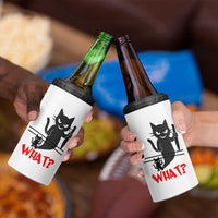 Murder Cat What 4 in 1 Can Cooler Tumbler Funny Black Kitty Holding Knife Meme