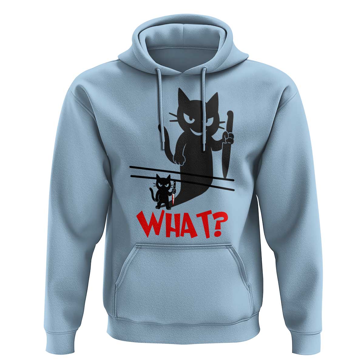 Murder Cat What Hoodie Funny Black Kitty Holding Knife Meme - Wonder Print Shop
