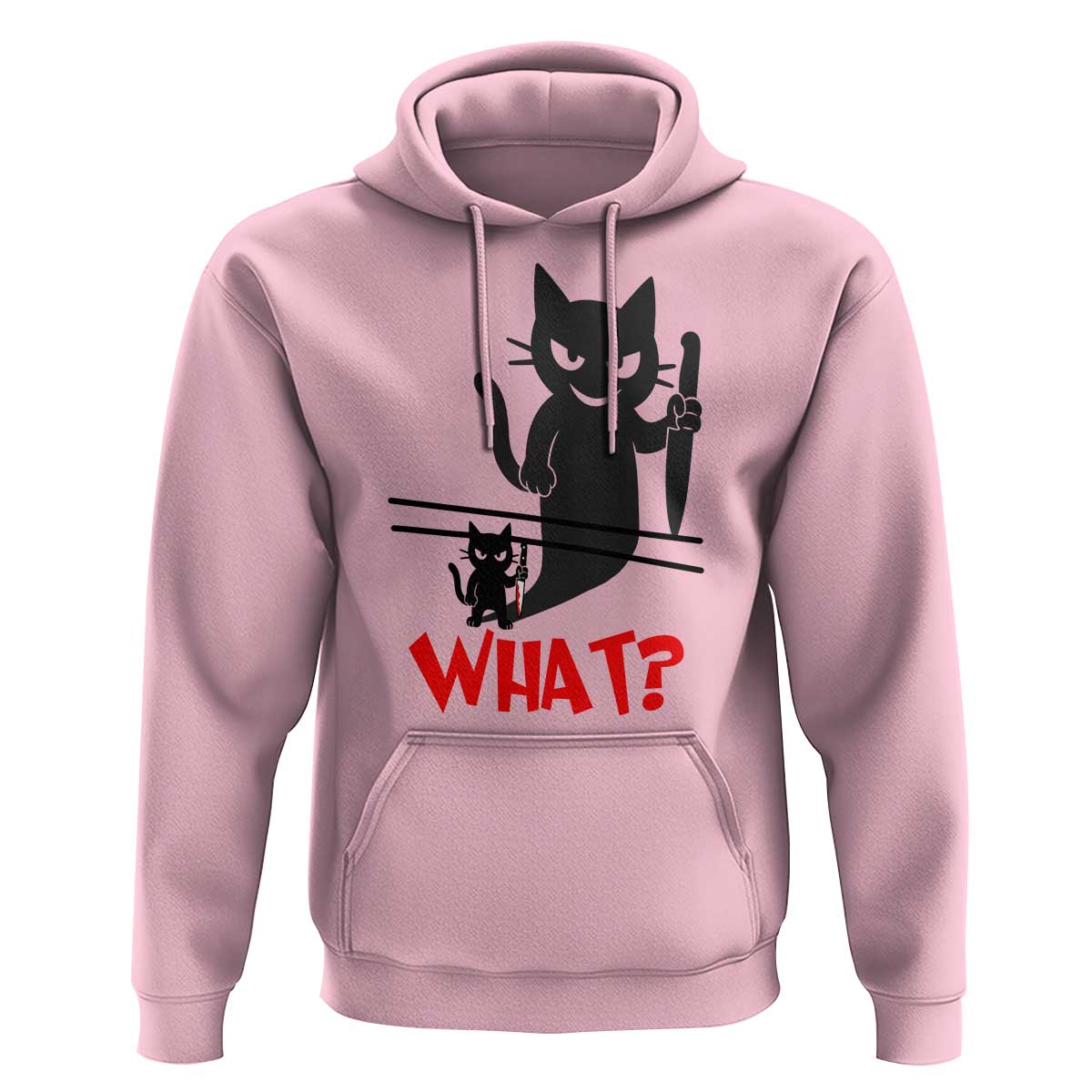 Murder Cat What Hoodie Funny Black Kitty Holding Knife Meme - Wonder Print Shop