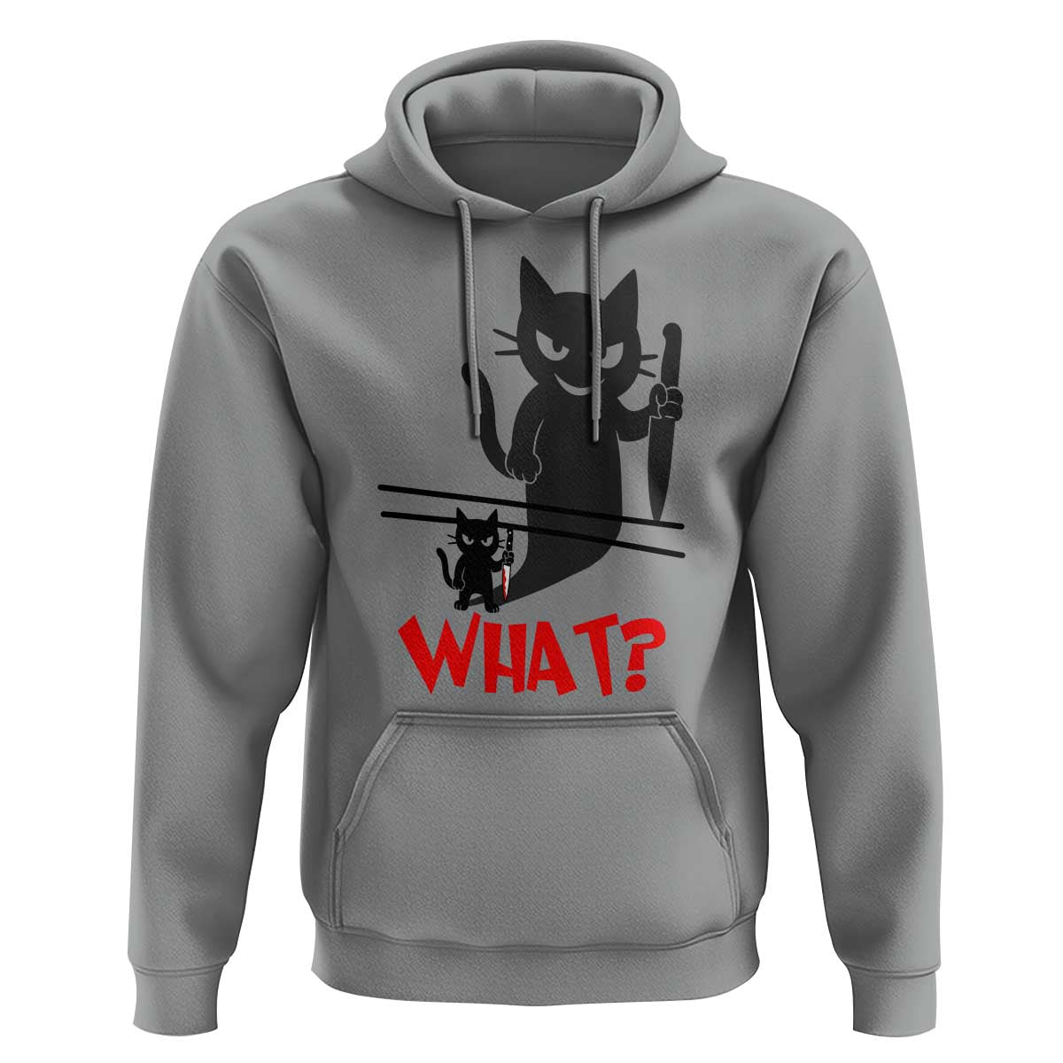 Murder Cat What Hoodie Funny Black Kitty Holding Knife Meme - Wonder Print Shop