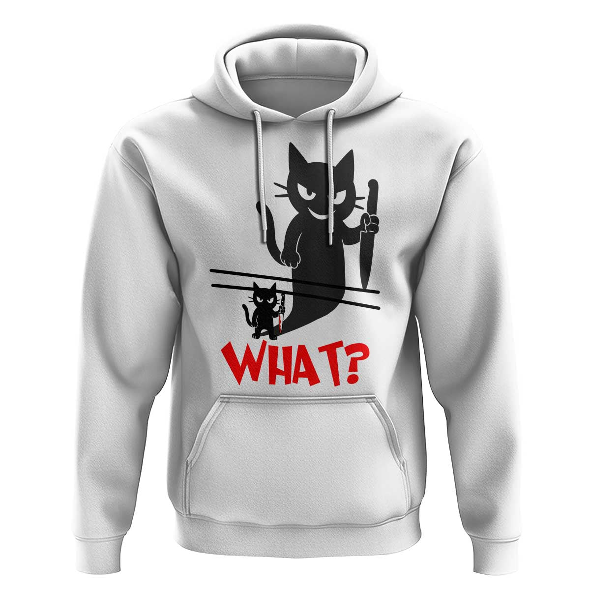 Murder Cat What Hoodie Funny Black Kitty Holding Knife Meme - Wonder Print Shop