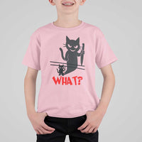 Murder Cat What T Shirt For Kid Funny Black Kitty Holding Knife Meme - Wonder Print Shop