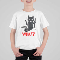 Murder Cat What T Shirt For Kid Funny Black Kitty Holding Knife Meme - Wonder Print Shop