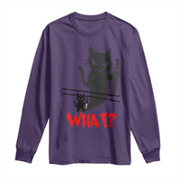 Murder Cat What Long Sleeve Shirt Funny Black Kitty Holding Knife Meme - Wonder Print Shop