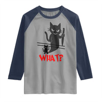 Murder Cat What Raglan Shirt Funny Black Kitty Holding Knife Meme - Wonder Print Shop