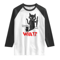 Murder Cat What Raglan Shirt Funny Black Kitty Holding Knife Meme - Wonder Print Shop