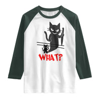 Murder Cat What Raglan Shirt Funny Black Kitty Holding Knife Meme - Wonder Print Shop