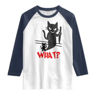 Murder Cat What Raglan Shirt Funny Black Kitty Holding Knife Meme - Wonder Print Shop