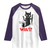 Murder Cat What Raglan Shirt Funny Black Kitty Holding Knife Meme - Wonder Print Shop