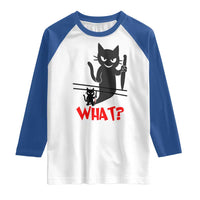 Murder Cat What Raglan Shirt Funny Black Kitty Holding Knife Meme - Wonder Print Shop