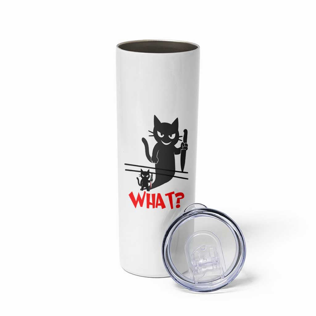 Murder Cat What Skinny Tumbler Funny Black Kitty Holding Knife Meme
