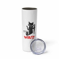 Murder Cat What Skinny Tumbler Funny Black Kitty Holding Knife Meme