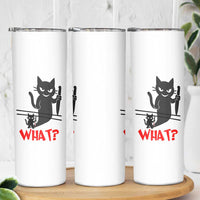 Murder Cat What Skinny Tumbler Funny Black Kitty Holding Knife Meme