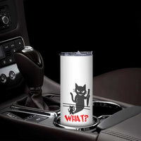 Murder Cat What Skinny Tumbler Funny Black Kitty Holding Knife Meme