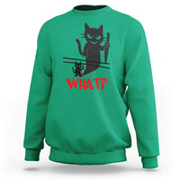 Murder Cat What Sweatshirt Funny Black Kitty Holding Knife Meme - Wonder Print Shop