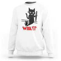 Murder Cat What Sweatshirt Funny Black Kitty Holding Knife Meme - Wonder Print Shop