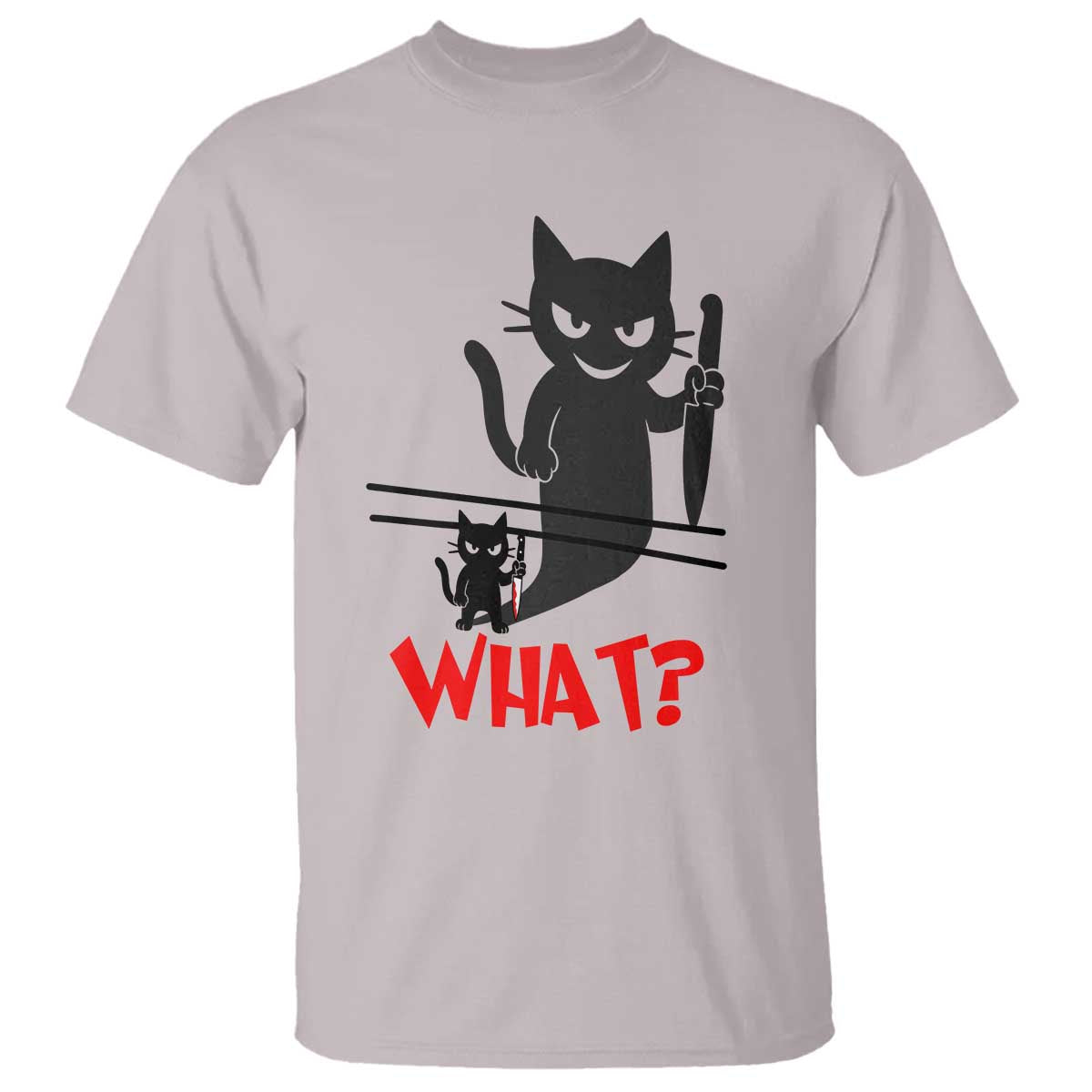 Murder Cat What T Shirt Funny Black Kitty Holding Knife Meme - Wonder Print Shop