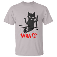 Murder Cat What T Shirt Funny Black Kitty Holding Knife Meme - Wonder Print Shop