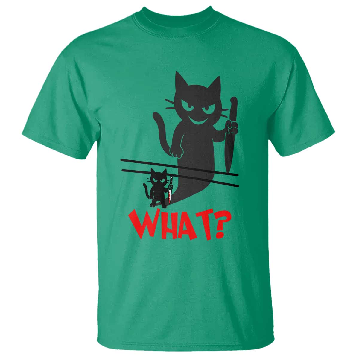 Murder Cat What T Shirt Funny Black Kitty Holding Knife Meme - Wonder Print Shop
