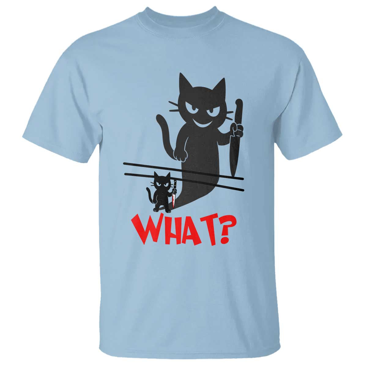 Murder Cat What T Shirt Funny Black Kitty Holding Knife Meme - Wonder Print Shop