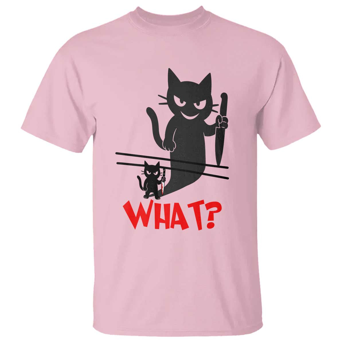 Murder Cat What T Shirt Funny Black Kitty Holding Knife Meme - Wonder Print Shop