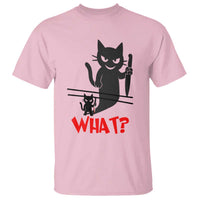 Murder Cat What T Shirt Funny Black Kitty Holding Knife Meme - Wonder Print Shop