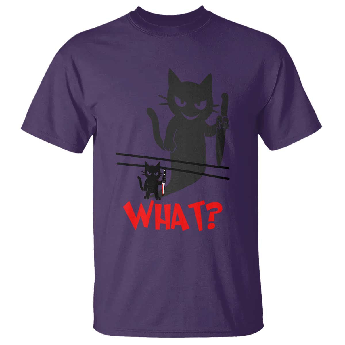 Murder Cat What T Shirt Funny Black Kitty Holding Knife Meme - Wonder Print Shop