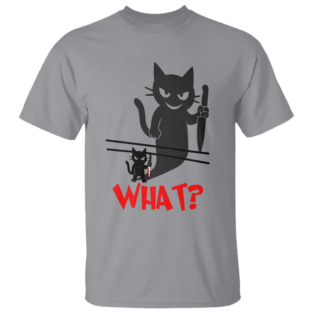 Murder Cat What T Shirt Funny Black Kitty Holding Knife Meme - Wonder Print Shop