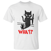 Murder Cat What T Shirt Funny Black Kitty Holding Knife Meme - Wonder Print Shop