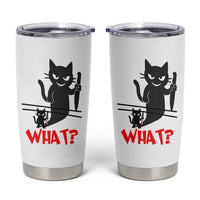 Murder Cat What Tumbler Cup Funny Black Kitty Holding Knife Meme