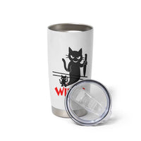 Murder Cat What Tumbler Cup Funny Black Kitty Holding Knife Meme